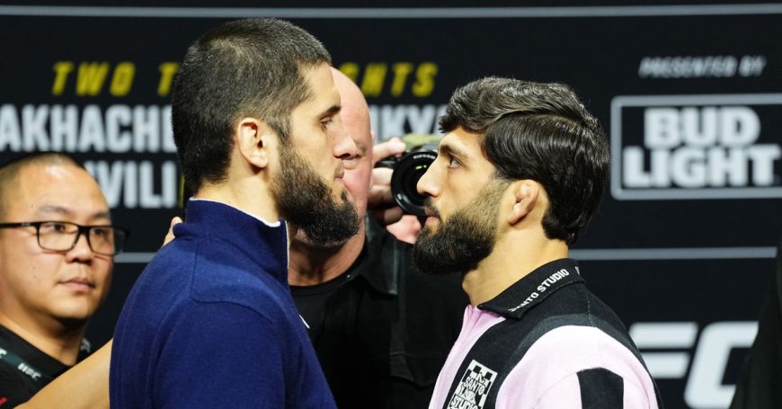 Islam Makhachev and Arman Tsarukyan Share a Tense Staredown Ahead of UFC 311