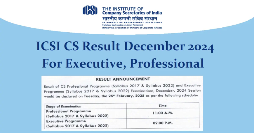 ICSI CS December 2024 Result Live: CS Professional Marks Released, Executive Scores Available at 2 PM on @icsi.edu