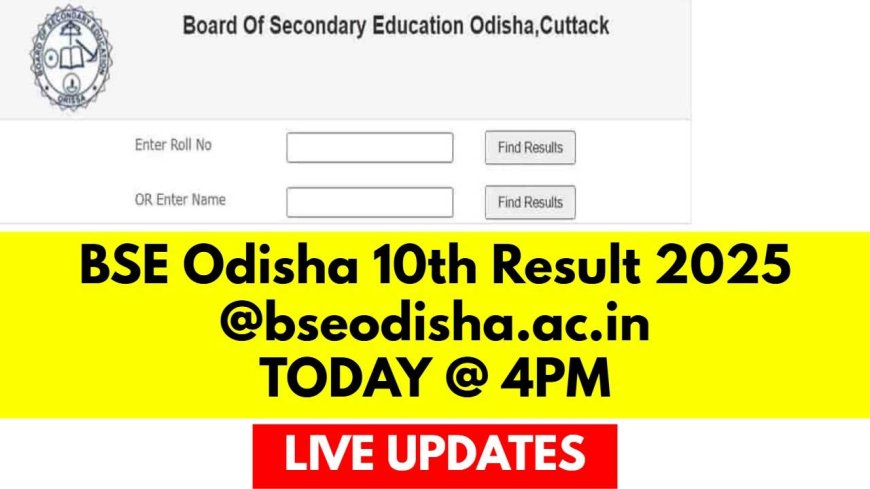 BSE Odisha 10th Result 2025: Check Your HSC Marksheets at bseodisha.ac.in