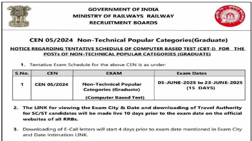 Railway RRB NTPC 2025 Exam Dates Announced: Check the Full Schedule